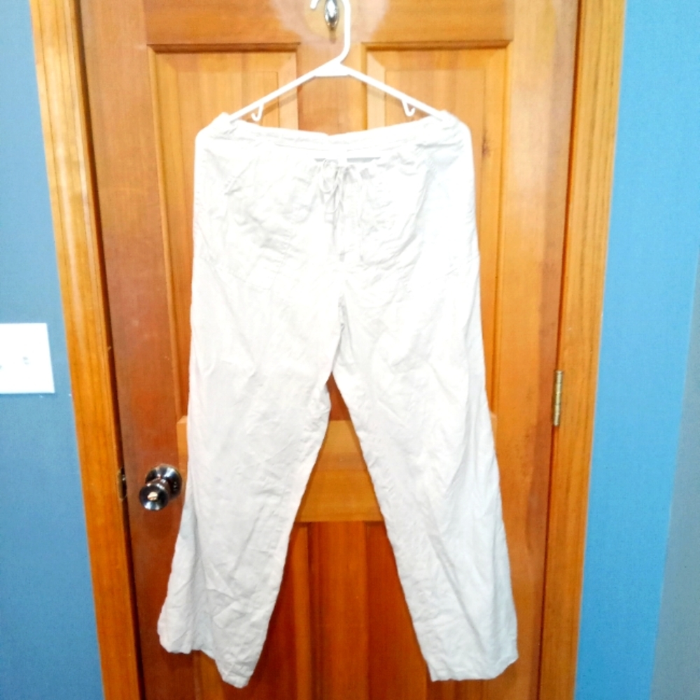 London Jean 100% linen tan pants size 8
